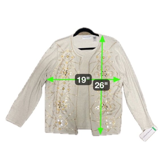 Alfred Dunner Champagne Embellished Open Front Cardigan Size L NWT - Picture 5 of 15